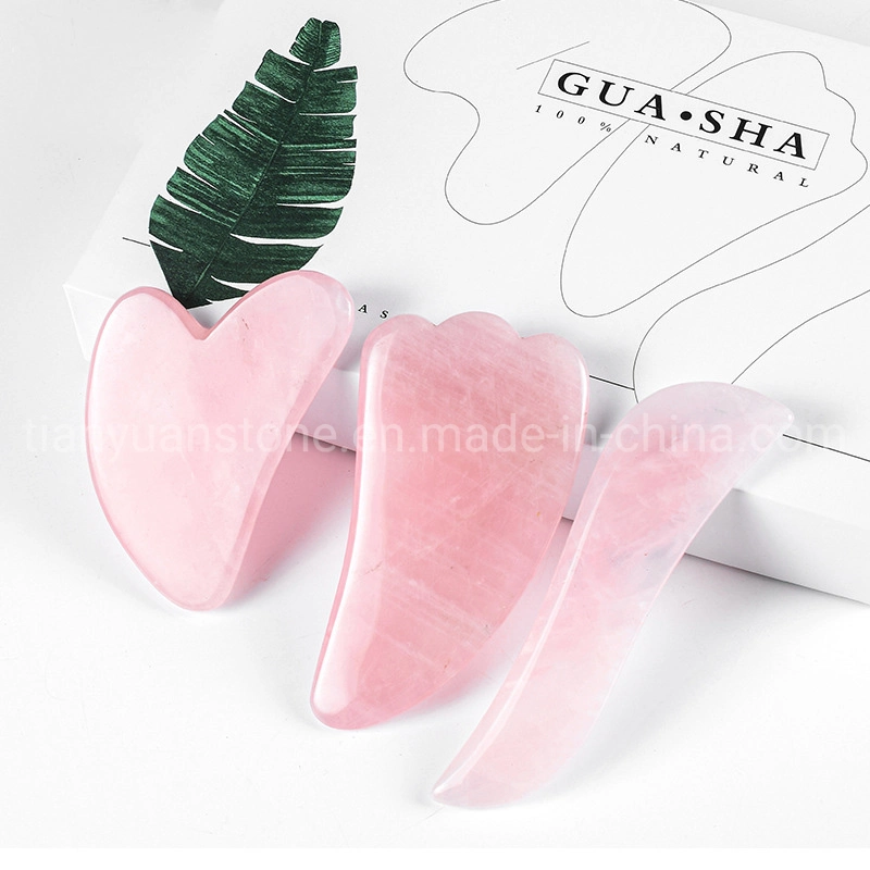 Massage Stone Gua Sha Pink Rose Quartz Vibrating Jade Roller for Face